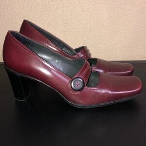 Franco Sarto Dark Academia Old Money Preppy Burgundy Button Maryjanes